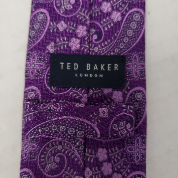 Ted Baker London Floral Paisley Silk Purples Tie - Picture 4 of 8